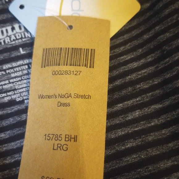 DULUTH TRADING CO Women's NoGa Stretch Dress Black Grey Striped Zip Pocket New L - Picture 11 of 11